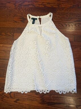 INC International Concepts White Lace Halter Camisole